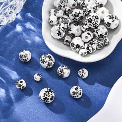 40шт 4 стиля фарфоровые бусины ручной работы с принтом&nbsp;PORC-FP0001-04