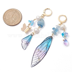 Серьги с застежкой-русалкой из натурального аквамарина EJEW-TA00591-02