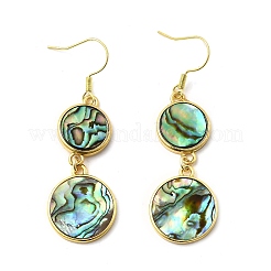 Серьги-подвески из натуральной латунной раковины морского ушка EJEW-F388-01F-G