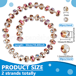 2 прядь прозрачных гальванических стеклянных бусин EGLA-PH0001-75A