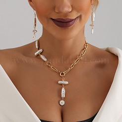 Ожерелья из сплава и искусственного жемчуга Кеши с подвеской в виде палочки для женщин FS-WG12CEA-01