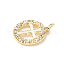 Подвески из латуни с микропаве из прозрачных кубических цирконий и эмали&nbsp;KK-L253-12G-03