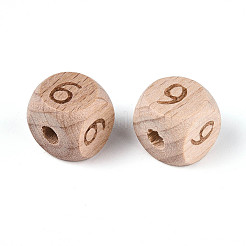 Гравированные бусины из бука&nbsp;WOOD-N022-07