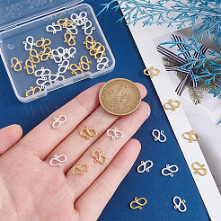 40 шт. 2-х цветные латунные застежки-крючки S-образной формы KK-PH0006-19