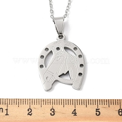 201 ожерелье с подвеской в виде лошади из нержавеющей стали&nbsp;LS-NJEW-H065-23P