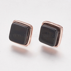 Серьги-гвоздики из натурального окрашенного и нагретого черного агата&nbsp;EJEW-F139-A03