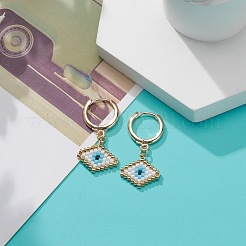 Японские плетеные ромбы с серьгами-кольцами с дурным глазом&nbsp;EJEW-MZ00002-01