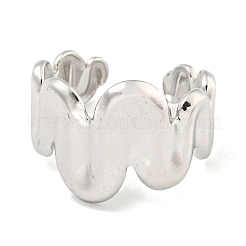 Не тускнеющий волнистый 304 нержавеющая сталь открытые манжеты кольца для женщин&nbsp;RJEW-P114-01P