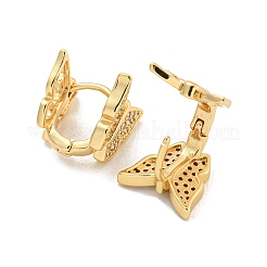 Серьги-кольца из латуни с паве из прозрачного кубического циркония EJEW-M258-18G