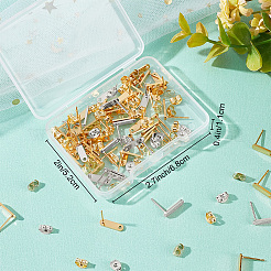 60 шт. 2 цвета 201 нержавеющая сталь фурнитура для сережек-гвоздиков с отверстием&nbsp;EJEW-BBC0002-15