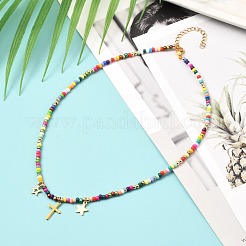 Стекла семян бисера ожерелья NJEW-JN03723