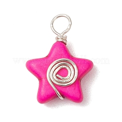 Подвески в форме звезды-вихря из окрашенной синтетической медной проволоки бирюзового цвета&nbsp;PALLOY-JF03587-02