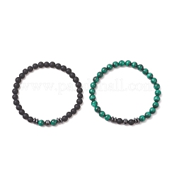 2 шт. браслет из натуральных окрашенных и подвергнутых термической обработке бусин черного агата&nbsp;BJEW-JB13435