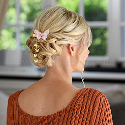 5 пара заколок-бабочк из полиэстера и железа для волос из кожи аллигатора&nbsp;PHAR-FH00002