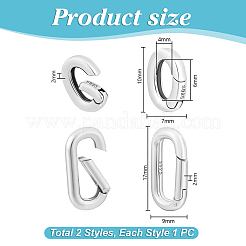2 шт. 2 стиля 925 кольца с пружинным затвором из стерлингового серебра&nbsp;STER-PH0003-90
