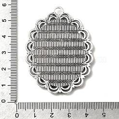Тибетский стиль старинное серебро литые сеттинги кабошон плоский овал подвесные TIBEP-M022-58AS