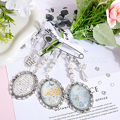 Набор для самостоятельного изготовления заготовок для подвесок-брошей с имитацией жемчуга и бусинами&nbsp;DIY-SC0025-59