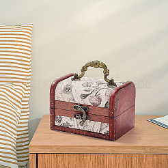 Вырезанная полая 1шт винтажная деревянная шкатулка для украшений AJEW-CL0001-12C