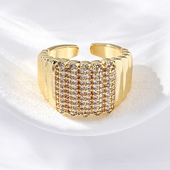 Латунные кольца-манжеты с микропаве и прозрачным цирконием для женщин RJEW-U043-18G