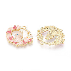 Подвески из эмали и искусственного жемчуга из АБС-пластика ENAM-T022-50KCG