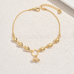 Латунные круглые полые сердечки-подвески на щиколотку для женщин&nbsp;JN7158