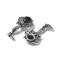 Подвески из натурального черного агата в форме ангела из латуни KK-D361-02AS-32