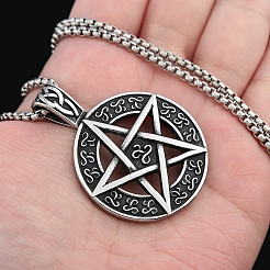 Ожерелья с подвеской в виде пентаграммы из нержавеющей стали 304 для мужчин FS-WGA1565-01
