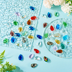 100шт граненые стеклянные подвески в форме капли&nbsp;GLAA-KS0001-11