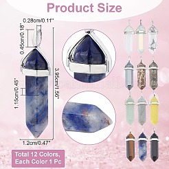 Подвески из натуральных и синтетических драгоценных камней в стиле 12 шт.&nbsp;G-FH0001-59