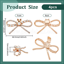 4 шт. бантовый сплав стеклянные стразы пряжки для обуви клипсы&nbsp;AJEW-FG0005-11KCG