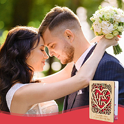 Поздравительная открытка из бамбука на свадьбу&nbsp;AJEW-WH20060-11A