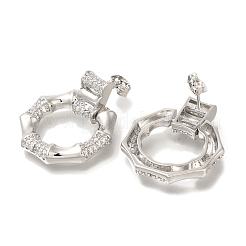 Серьги-гвоздики из полигональной латуни с микропаве из прозрачного кубического циркония&nbsp;EJEW-H016-29P