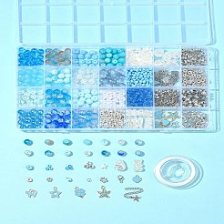 Наборы для изготовления браслетов из круглых стеклянных и пластиковых бусин своими руками&nbsp;DIY-FS0007-56A