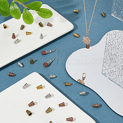 240 шт. 4-цветная бусина в тибетском стиле из сплава в форме конуса&nbsp;FIND-DC0003-89