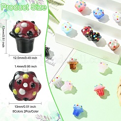 16 шт. 8-х цветные эмалевые бусины ручной работы в технике лэмпворк с выпуклыми краями&nbsp;LAMP-CJ0002-72