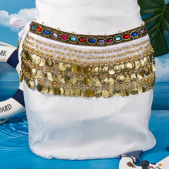 Трехслойный плоский круглый пояс из золотого сплава&nbsp;AJEW-WH20002-09B