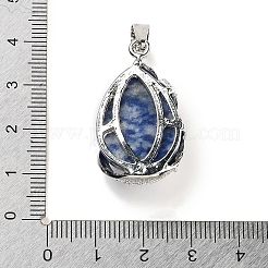 Подвески-капли из яшмы с натуральными голубыми пятнами&nbsp;G-G112-03P-07