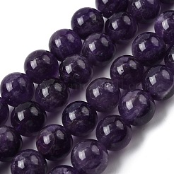 Круглые природный аметист драгоценный камень шарик нити G-J333-01-12mm