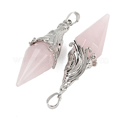 Большие подвески из натурального розового кварца с огранкой в форме биконуса&nbsp;G-Z101-03P-08