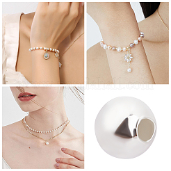 50 шт. круглые 925 бусины из стерлингового серебра&nbsp;STER-BBC0001-08