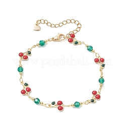 Комплекты браслетов и ожерелий из латунной эмали с вишневыми звеньями&nbsp;SJEW-JS01367