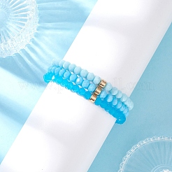 3 шт. браслеты-рондели из граненых бусин-подделок из непрозрачного стекла и искусственного нефрита для женщин&nbsp;BJEW-JB12563-01