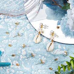 6 пара круглых сережек-гвоздиков с натуральным жемчугом&nbsp;KK-BBC0011-16