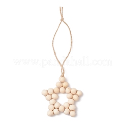 Звезда натуральный необработанный деревянный бисер подвесные украшения&nbsp;HJEW-JM02842-02