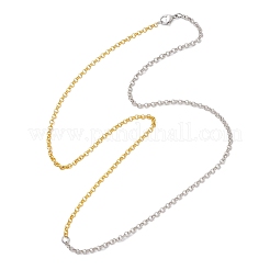 Двухцветные цепочки-ролики из нержавеющей стали 304 толщиной 3 мм NJEW-JN05623