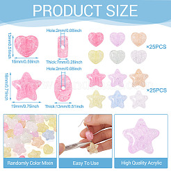 50 шт. 2 вида прозрачных акриловых бусин с эффектом кракле OACR-TA0003-89