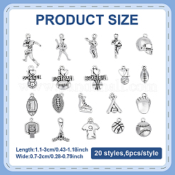 120 шт. 20 стиля подвески из сплава в тибетском стиле со спортивной тематикой TIBEP-ME0001-07