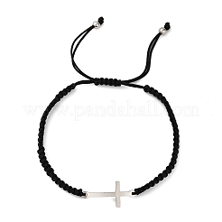 201 нержавеющая сталь плетеные браслеты с перекрестными звеньями для мужчин и женщин BJEW-JB11207