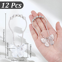 12шт бабочка акриловая с железными кольцами для душевой занавески для ванной комнаты&nbsp;HJEW-NB00293