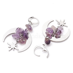 Серьги с застежкой-молнией из натурального смешанного камня EJEW-JE06200